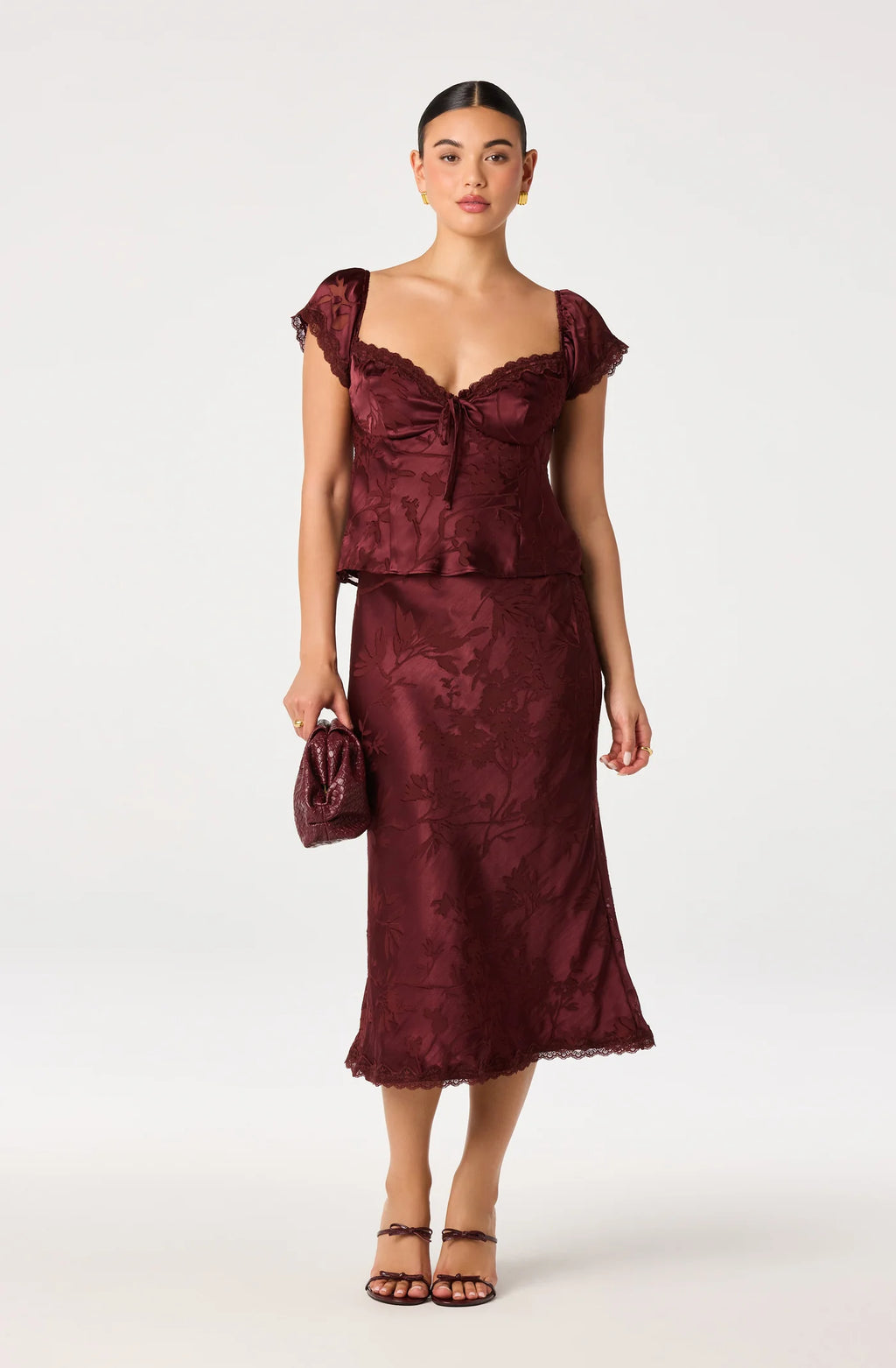 ASTR The Label Vanessa Floral Cap Sleeve Top (Mulberry)