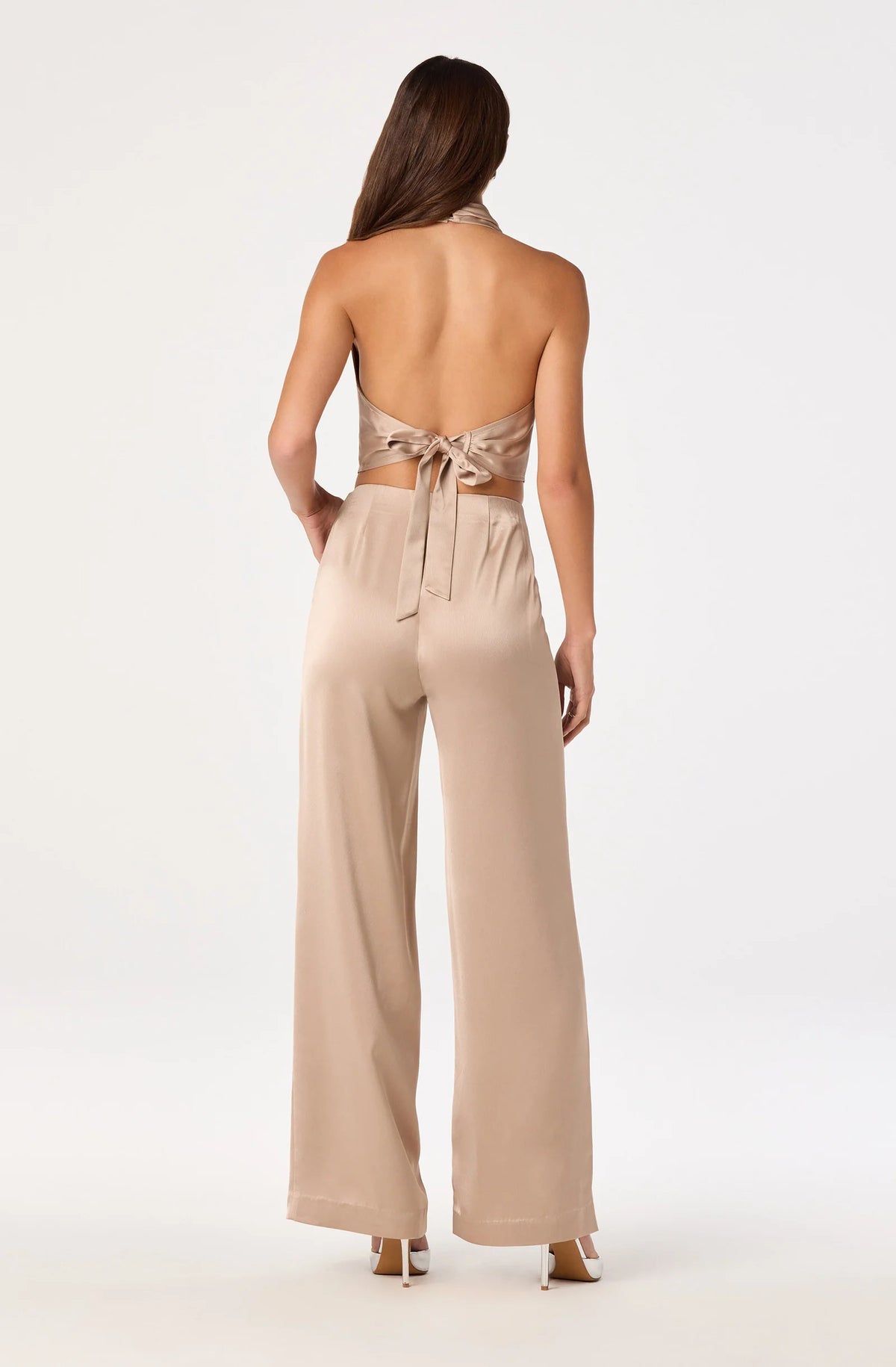 ASTR The Label Ivana Satin Cowl Halter Top