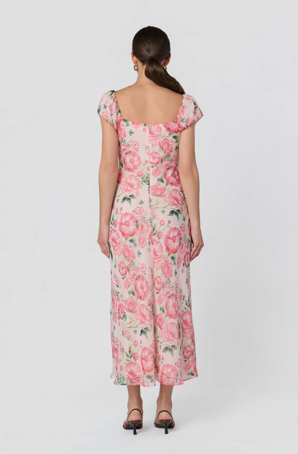 ASTR The Label Florence Floral Puff Sleeve Midi Dress