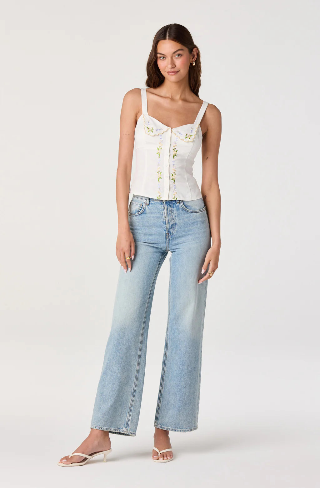 ASTR The Label Shaya Floral Embroidered Top