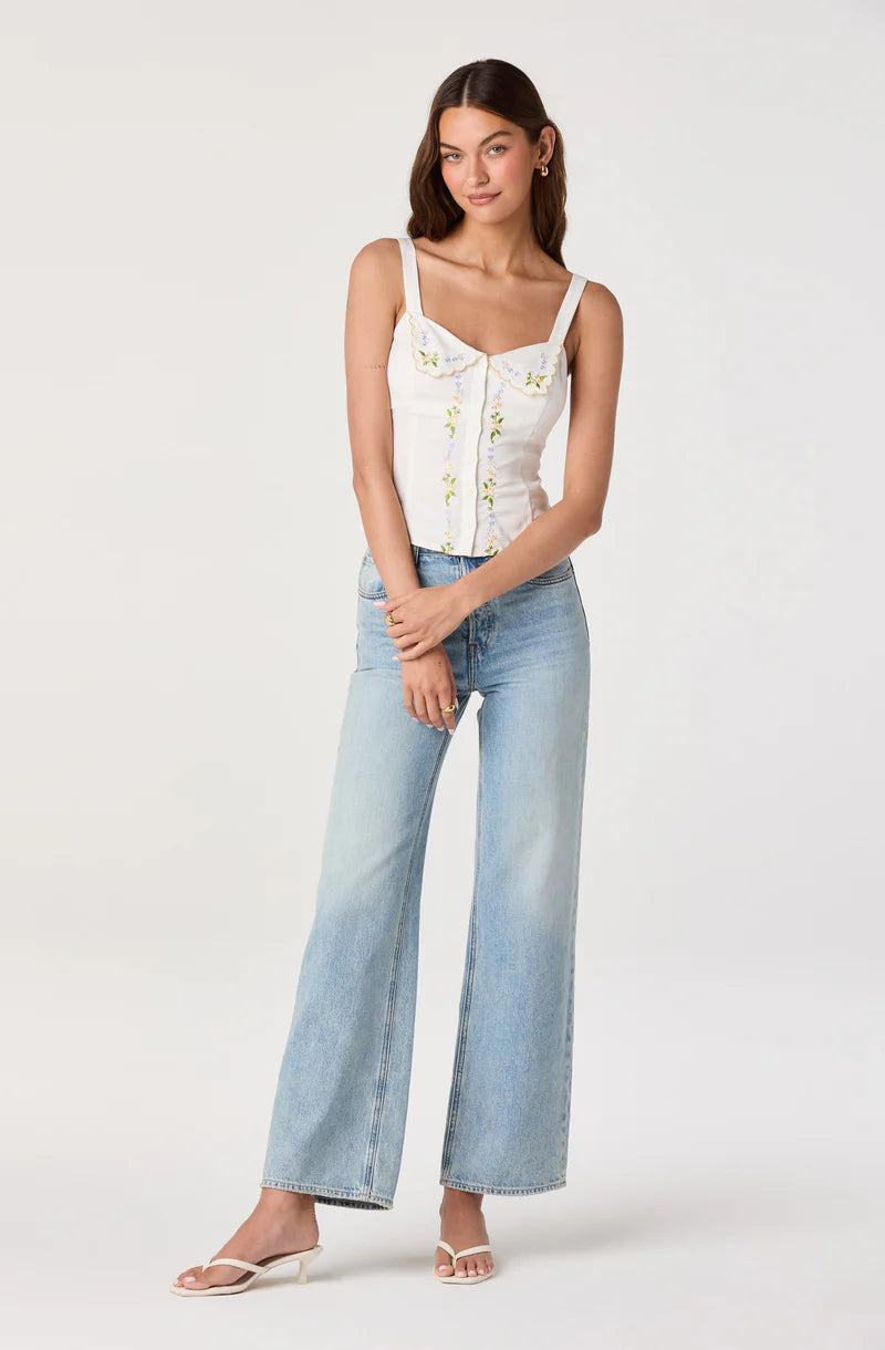 ASTR The Label Shaya Floral Embroidered Top
