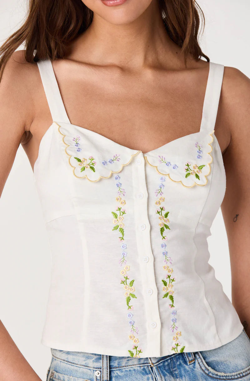 ASTR The Label Shaya Floral Embroidered Top