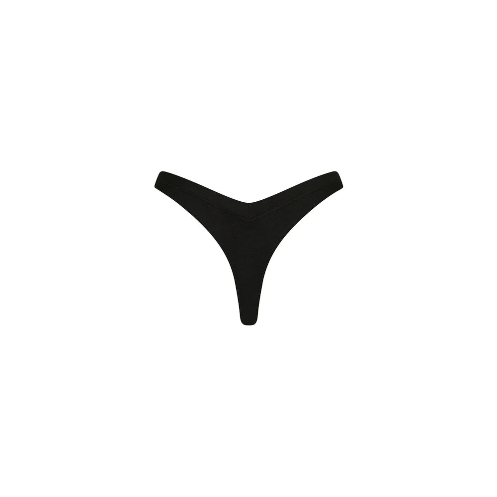 Kulani Kinis Twilight Black Wide Bind High Leg Thong Bikini Bottom