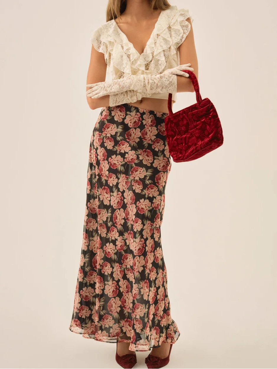 For Love And Lemons Belmond Floral Maxi Skirt