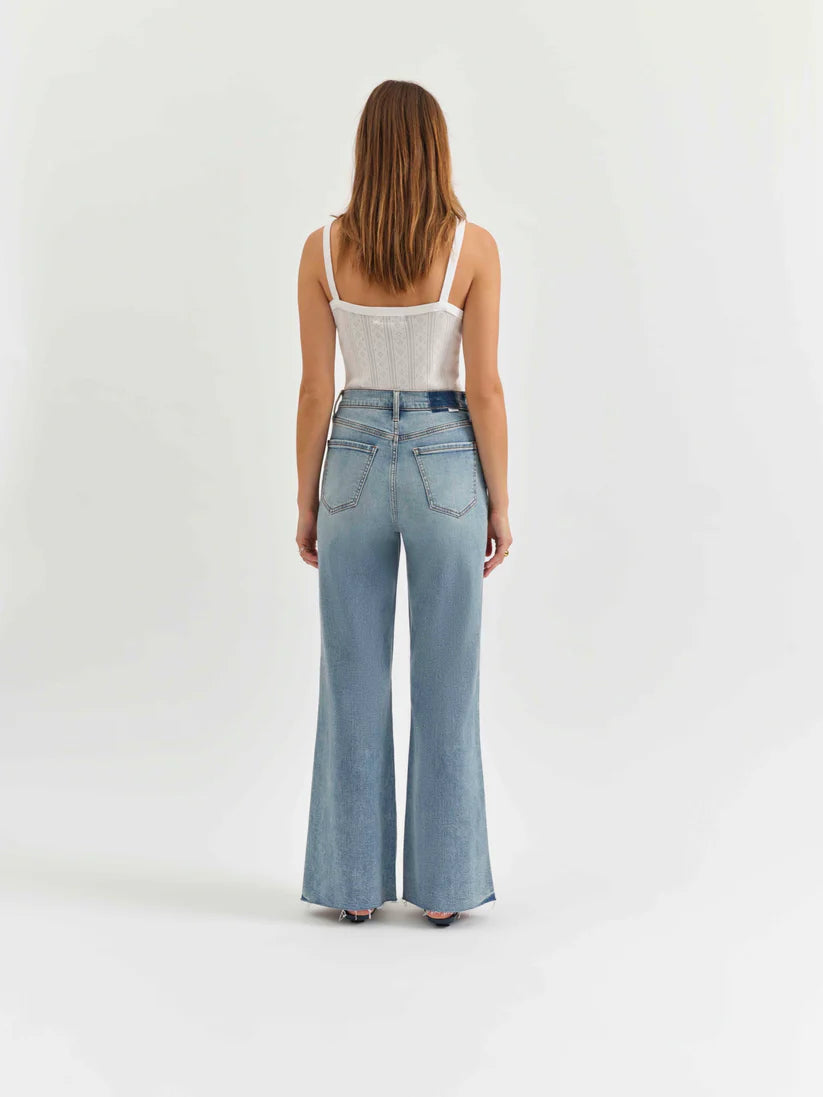 Daze Denim Far Out High Rise Wide Leg In Fools Gold