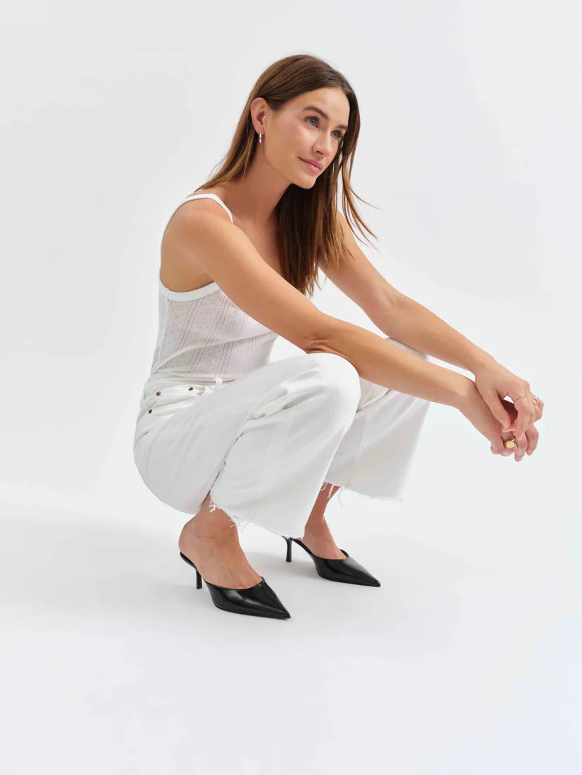 Daze Denim Pleaser High Rise Wide Ankle Jean (Lamb)