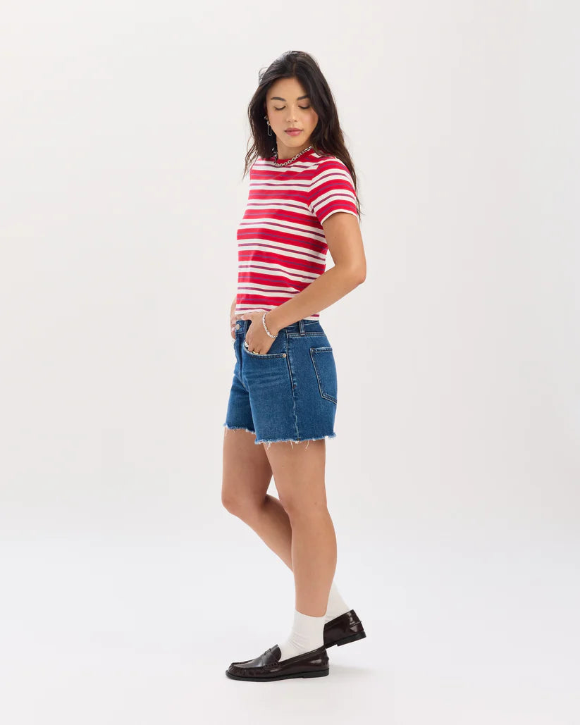 Daze Denim Crossroads Mid Rise Loose Short in Currents