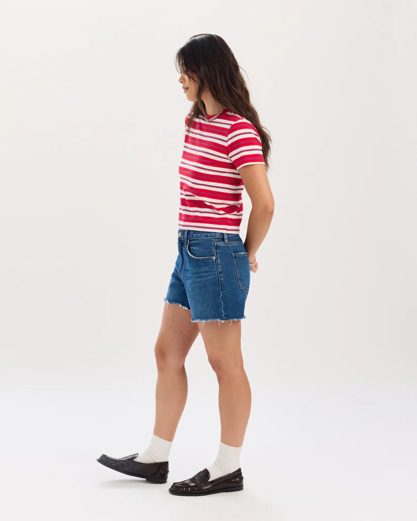 Daze Denim Crossroads Mid Rise Loose Short in Currents