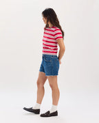 Daze Denim Crossroads Mid Rise Loose Short in Currents