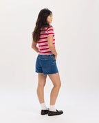 Daze Denim Crossroads Mid Rise Loose Short in Currents