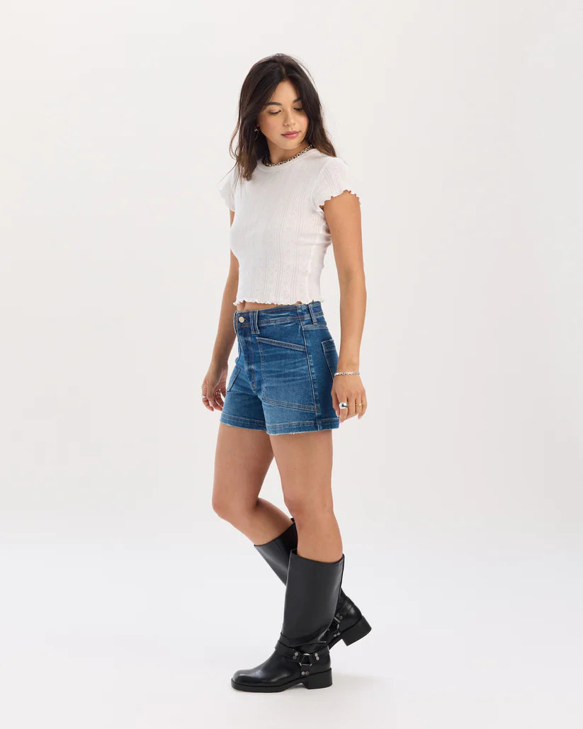 Daze Denim Valley Girl High Rise Shorts In Manhattan