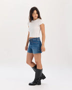 Daze Denim Valley Girl High Rise Shorts In Manhattan