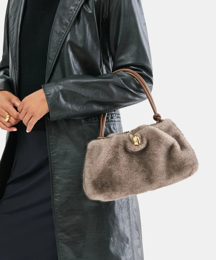 Dolce Vita Ravel Grey Faux Fur Bag