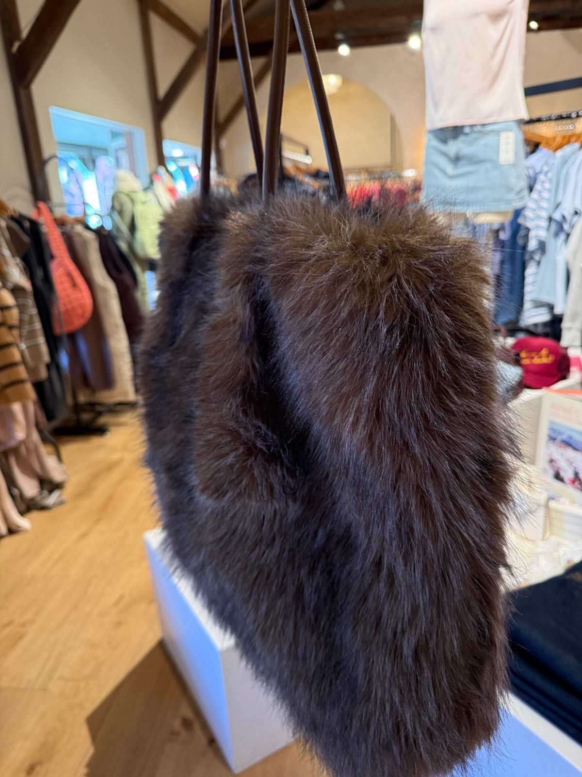 Dolce Vita Faux Fur Noor Tote (Chocolate)