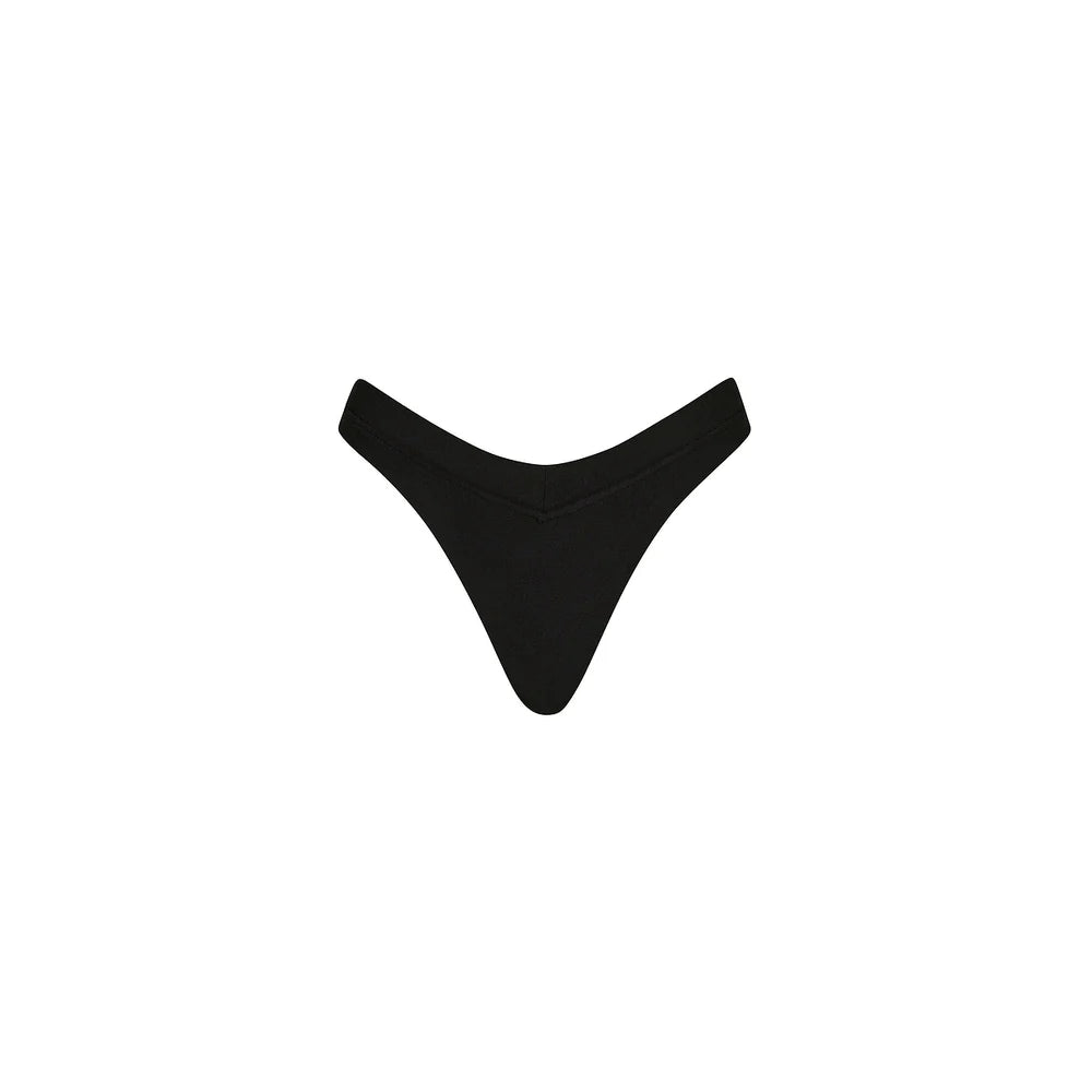 Kulani Kinis Twilight Black Wide Bind High Leg Thong Bikini Bottom