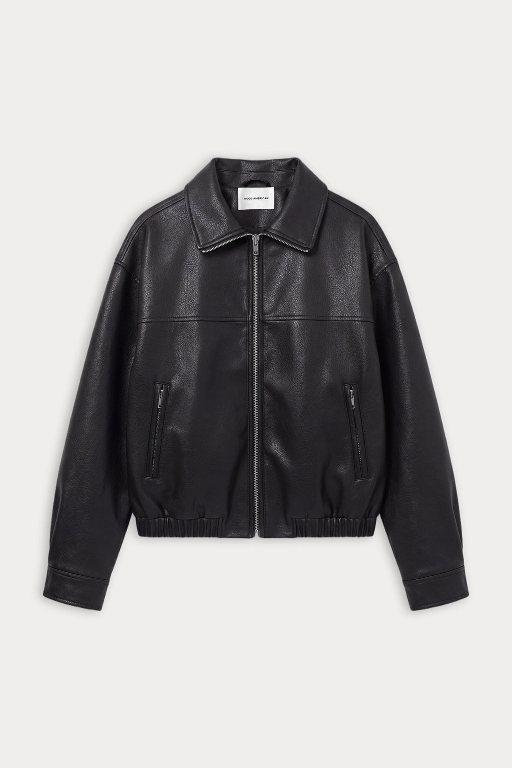 Good American The Better Than Leather Funnel Jacket (Black)
