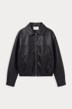 Good American The Better Than Leather Funnel Jacket (Black)