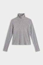 Good American The Sheer Rib Turtleneck (Grey Melange)