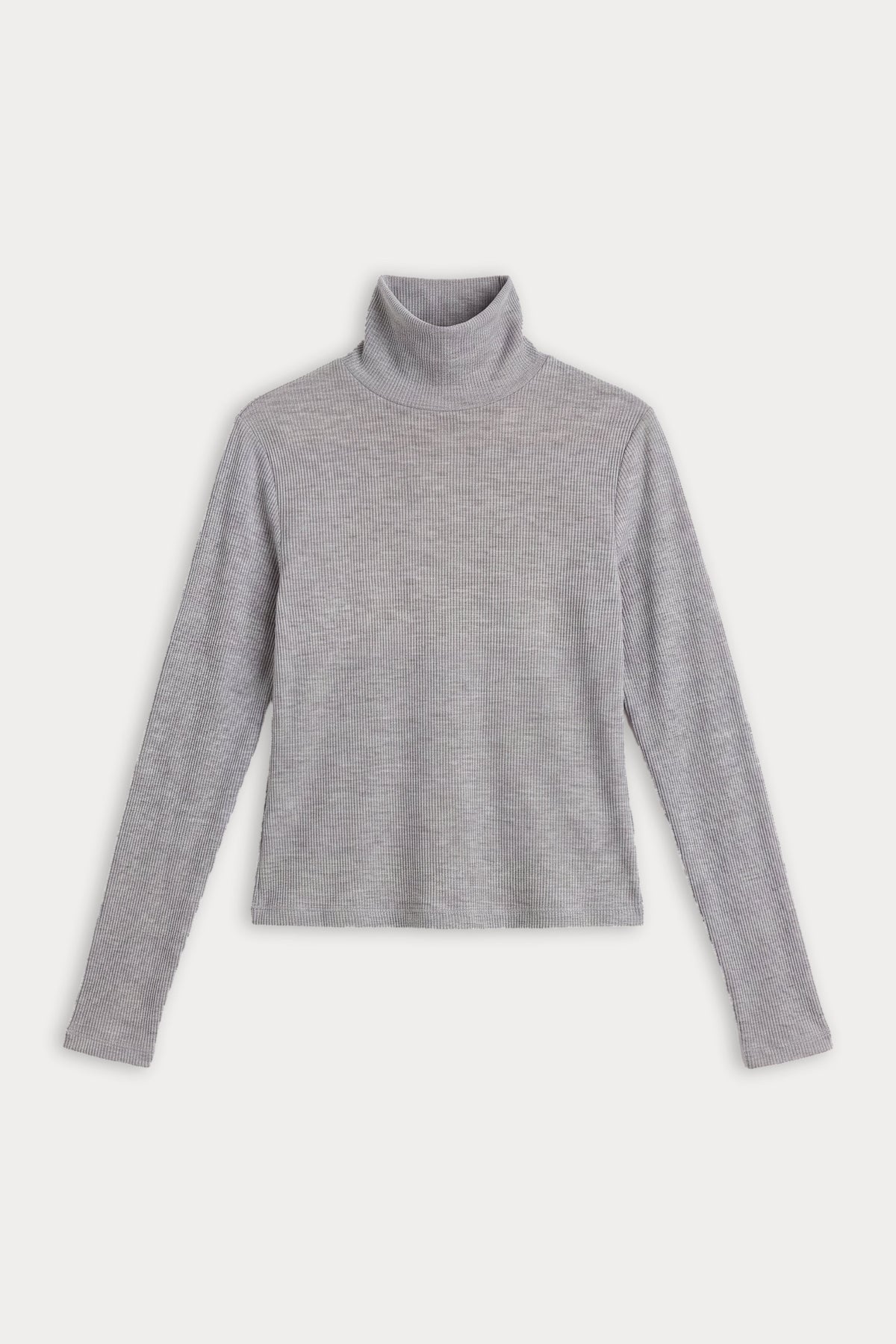 Good American The Sheer Rib Turtleneck (Grey Melange)