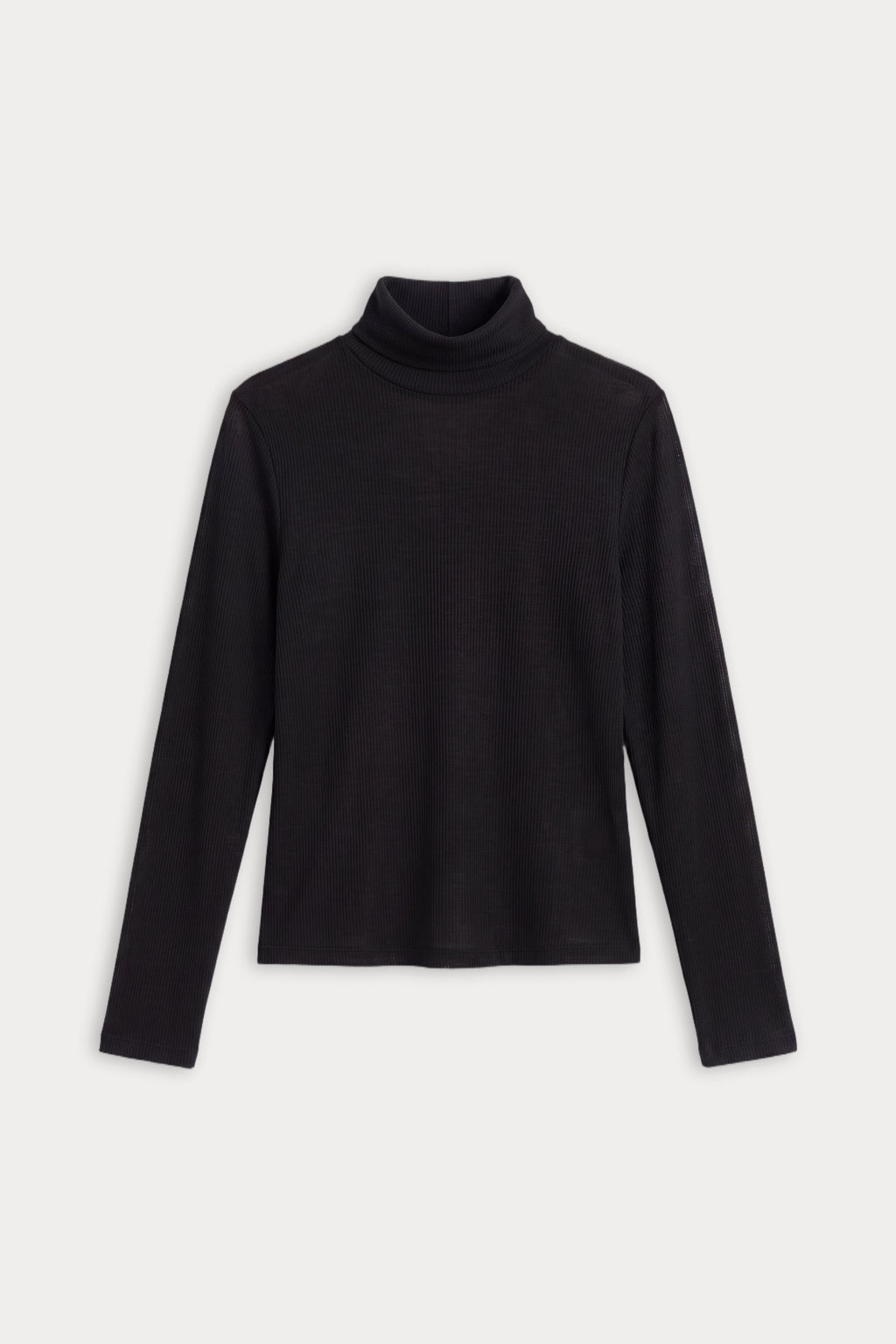 Good American The Sheer Rib Turtleneck (Black)
