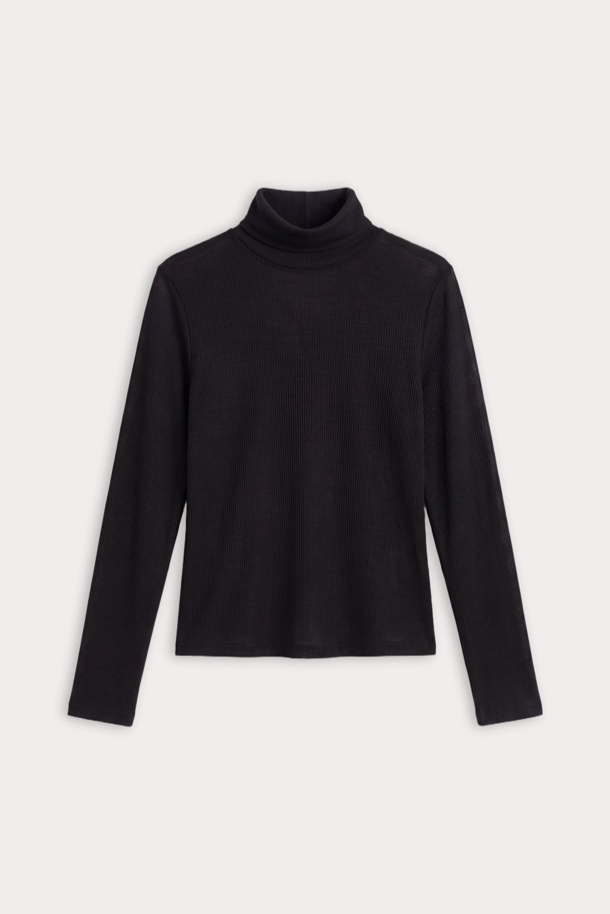 Good American The Sheer Rib Turtleneck (Black)