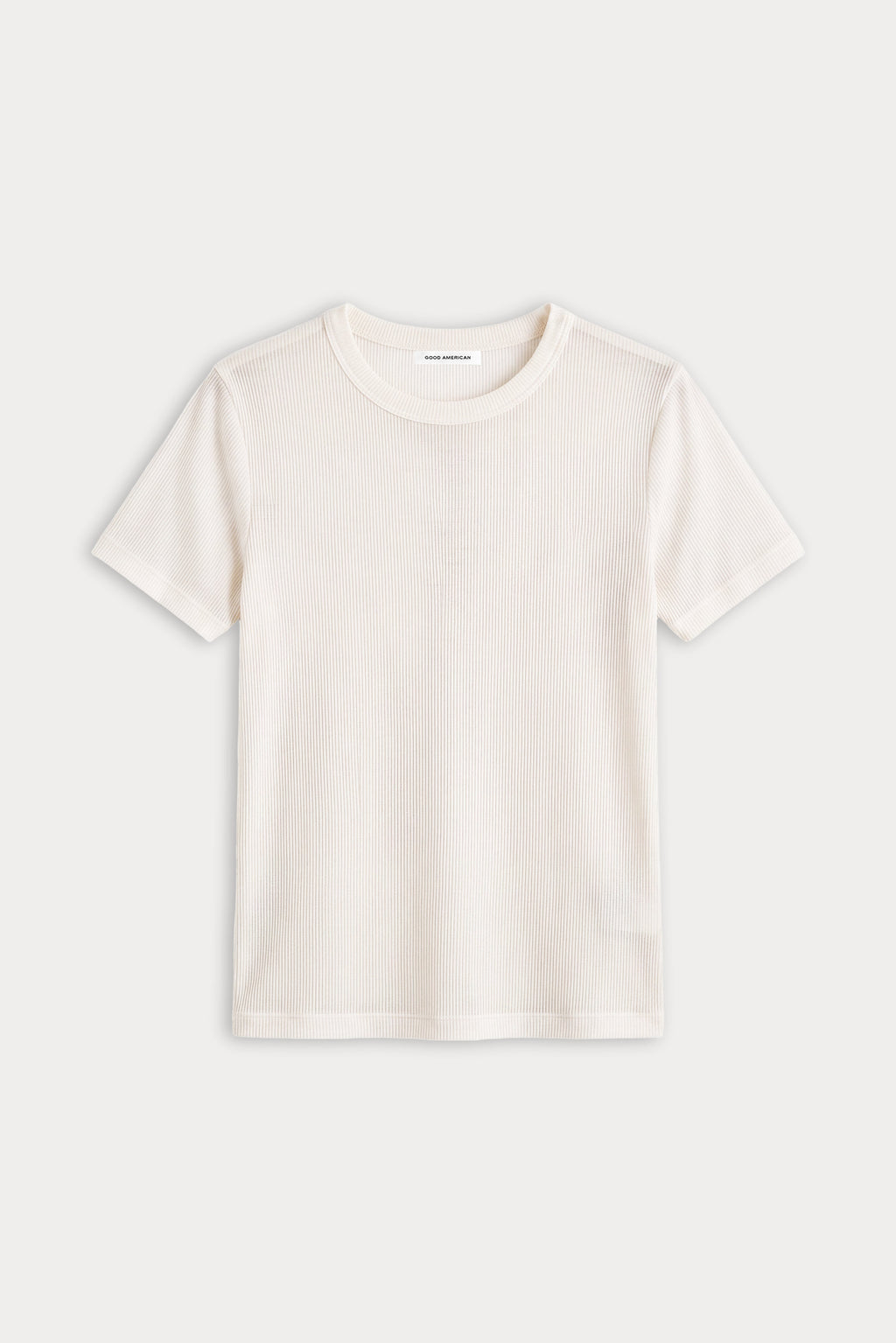 Good American The Sheer Rib Tee (Pearl)