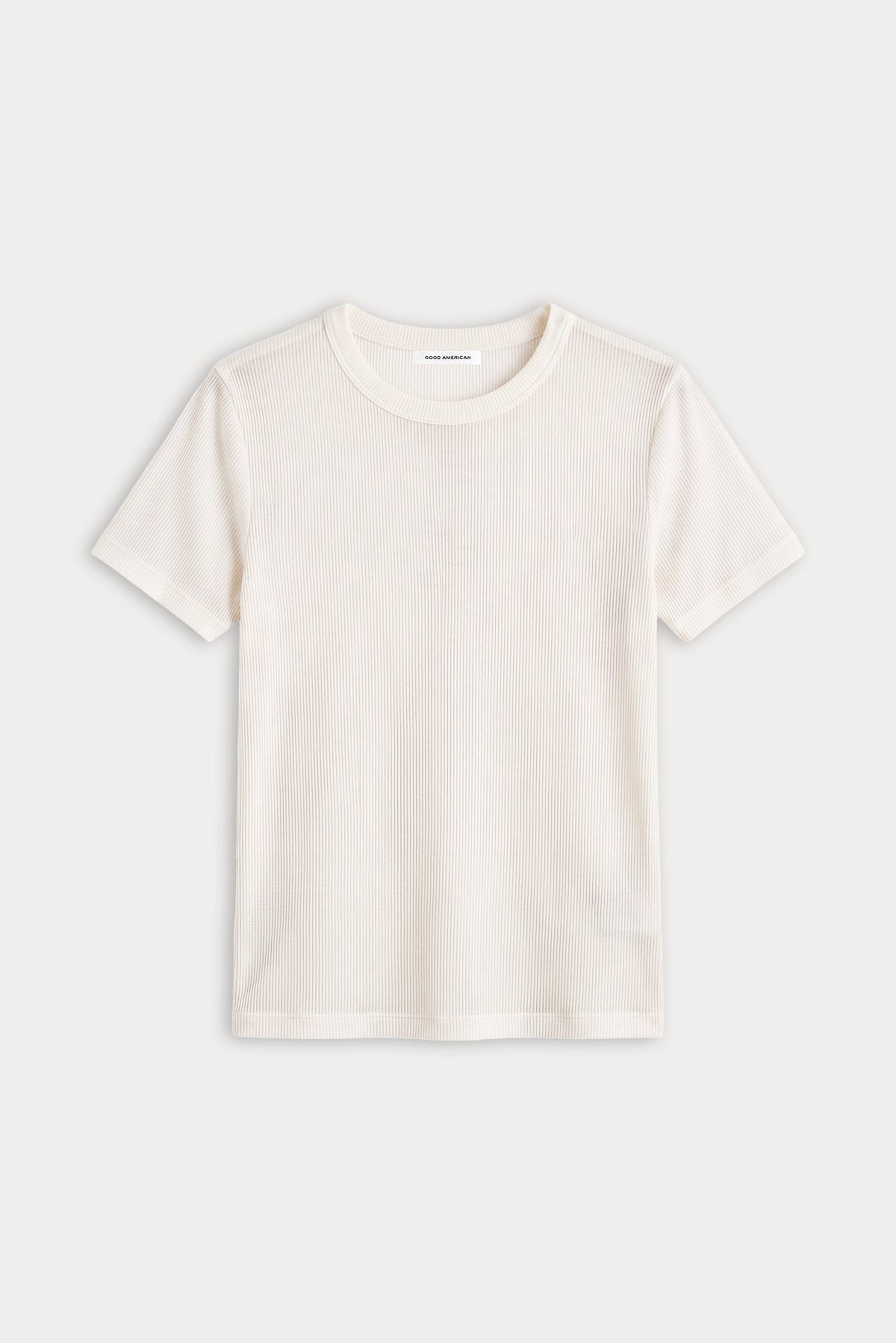 Good American The Sheer Rib Tee (Pearl)