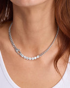Melinda Maria Julian Loves Diamonds Silver Necklace 6.8mm (16")