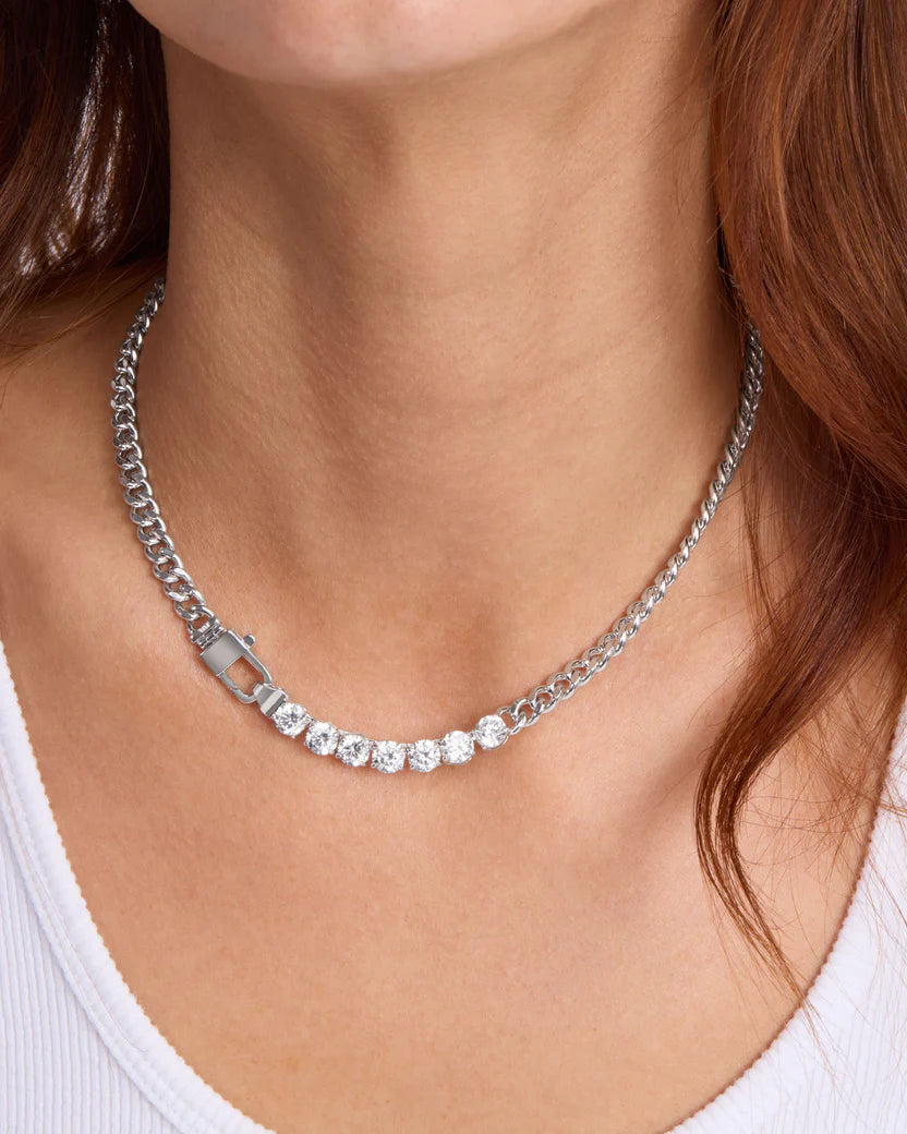 Melinda Maria Julian Loves Diamonds Silver Necklace 6.8mm (16")