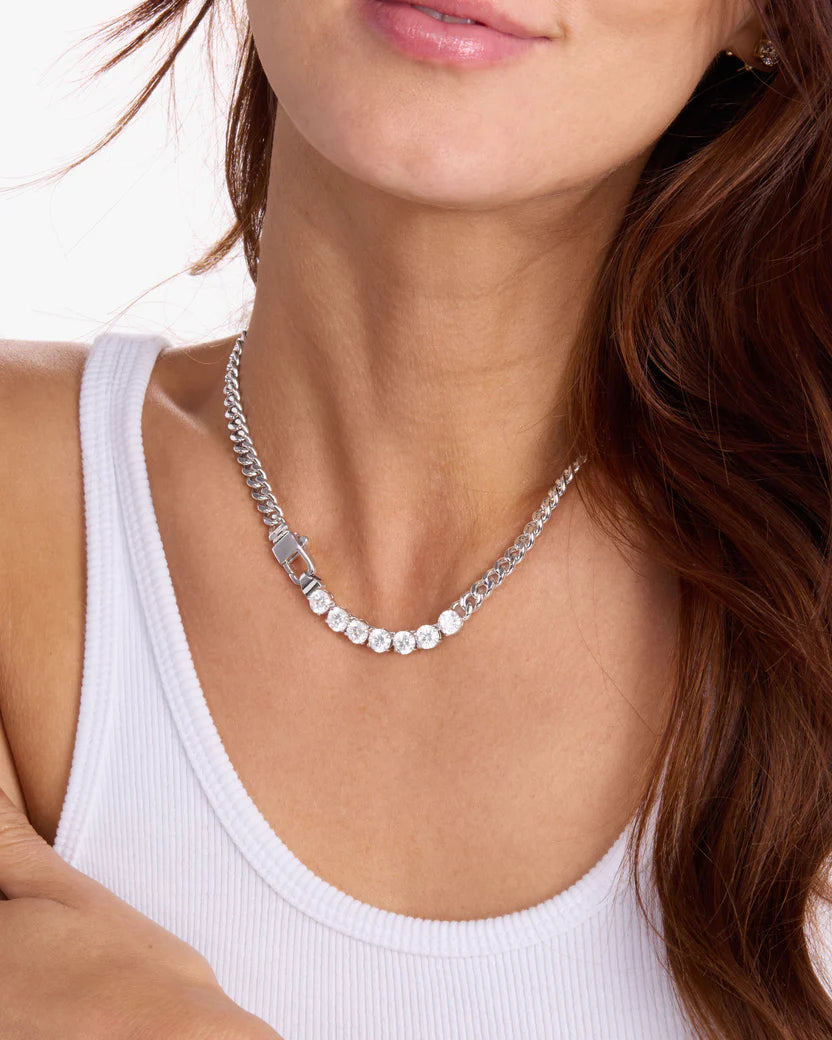 Melinda Maria Julian Loves Diamonds Silver Necklace 6.8mm (16")