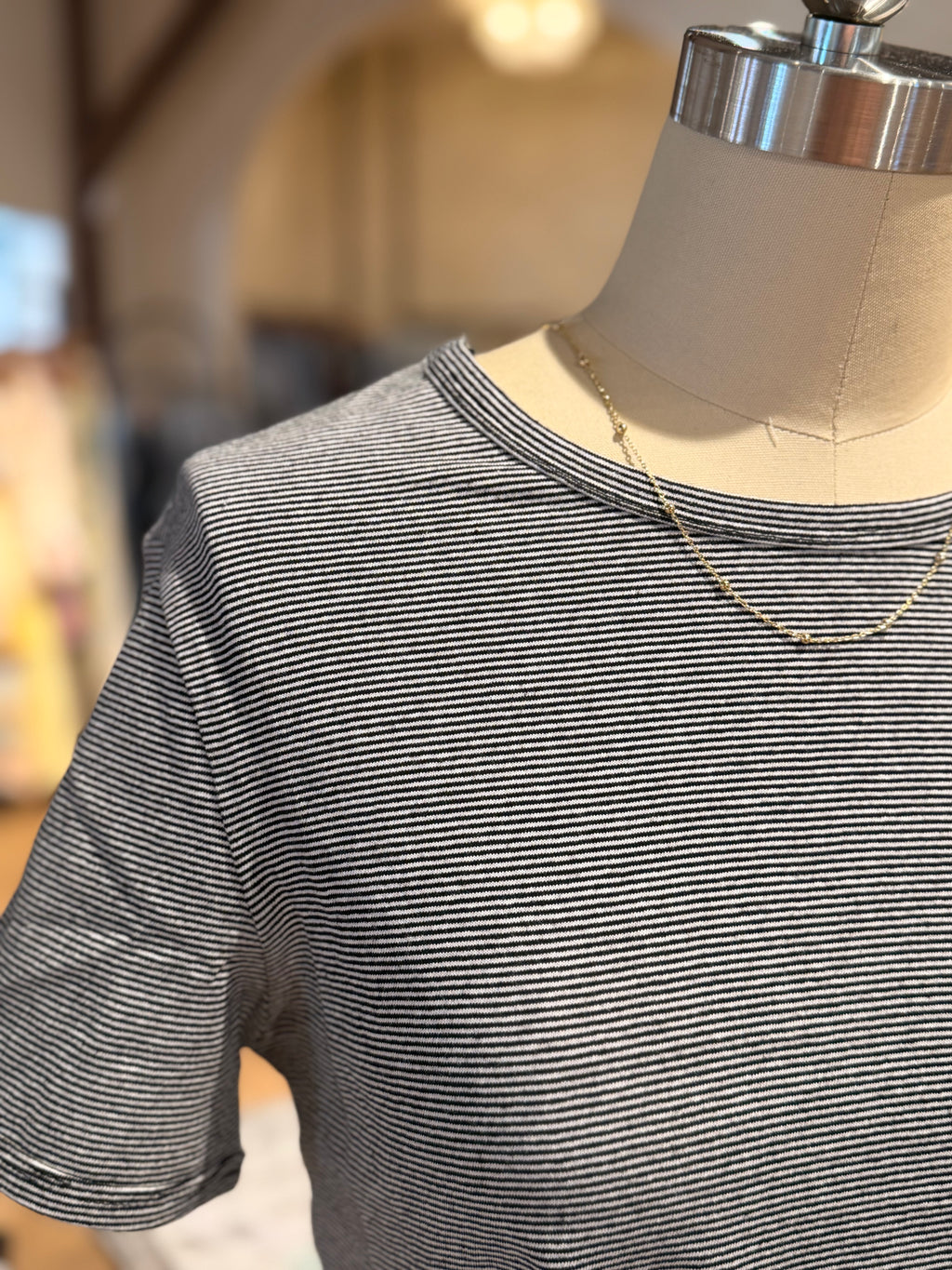 Black Thin Stripe Baby Tee