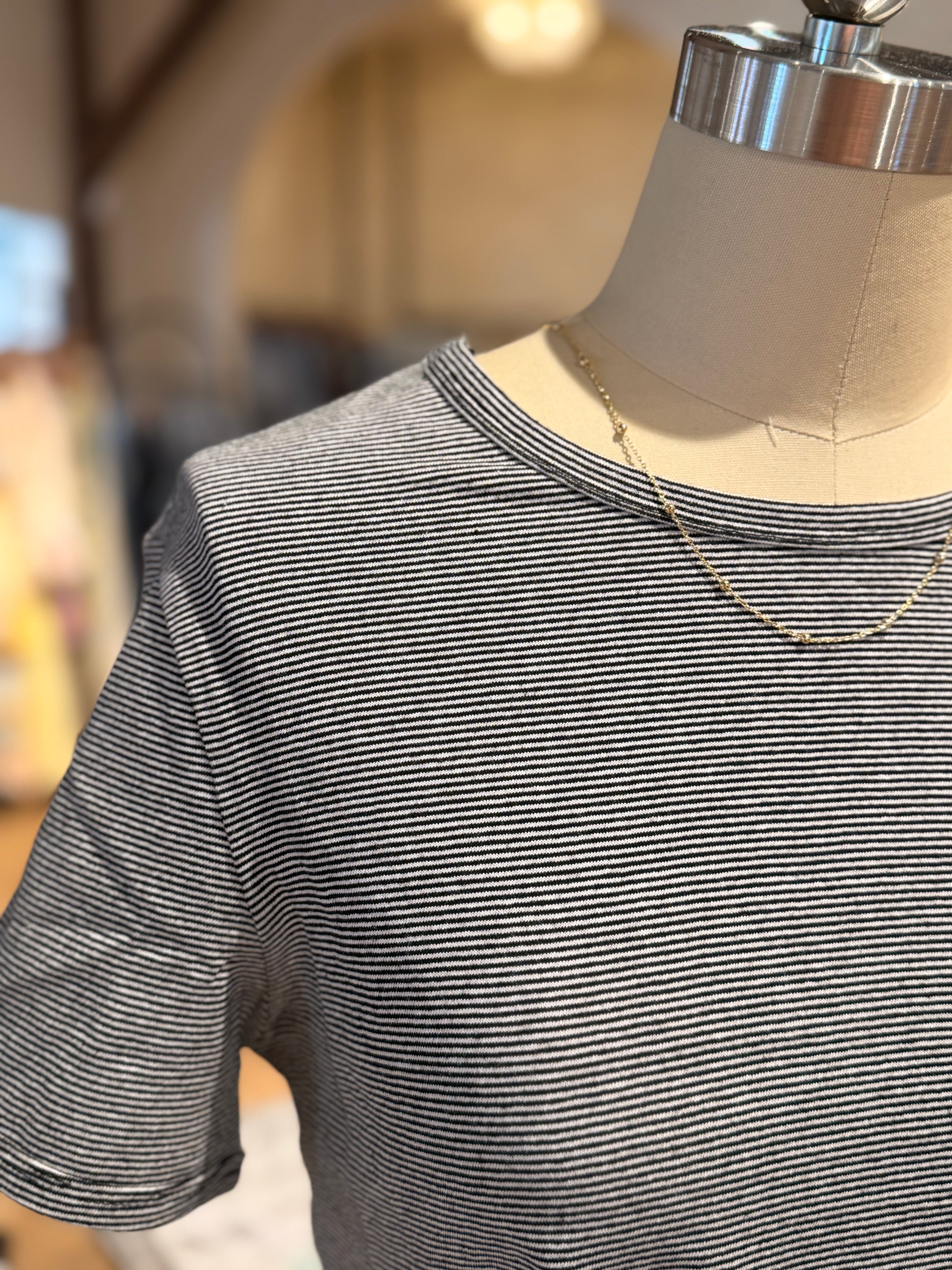Black Thin Stripe Baby Tee
