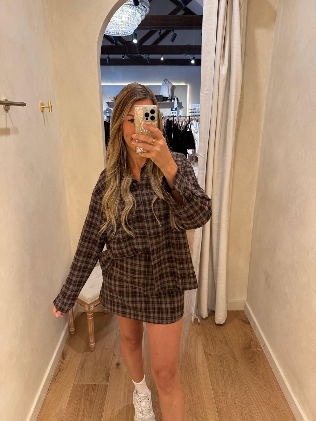 Plaid Top & Mini Skirt Set