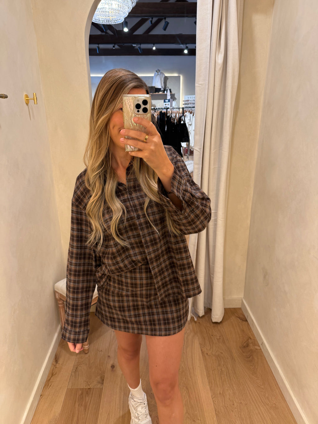 Plaid Top & Mini Skirt Set