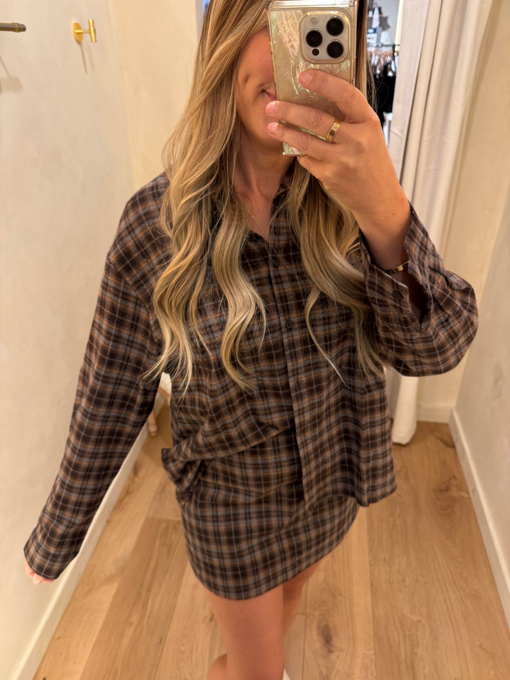 Plaid Top & Mini Skirt Set
