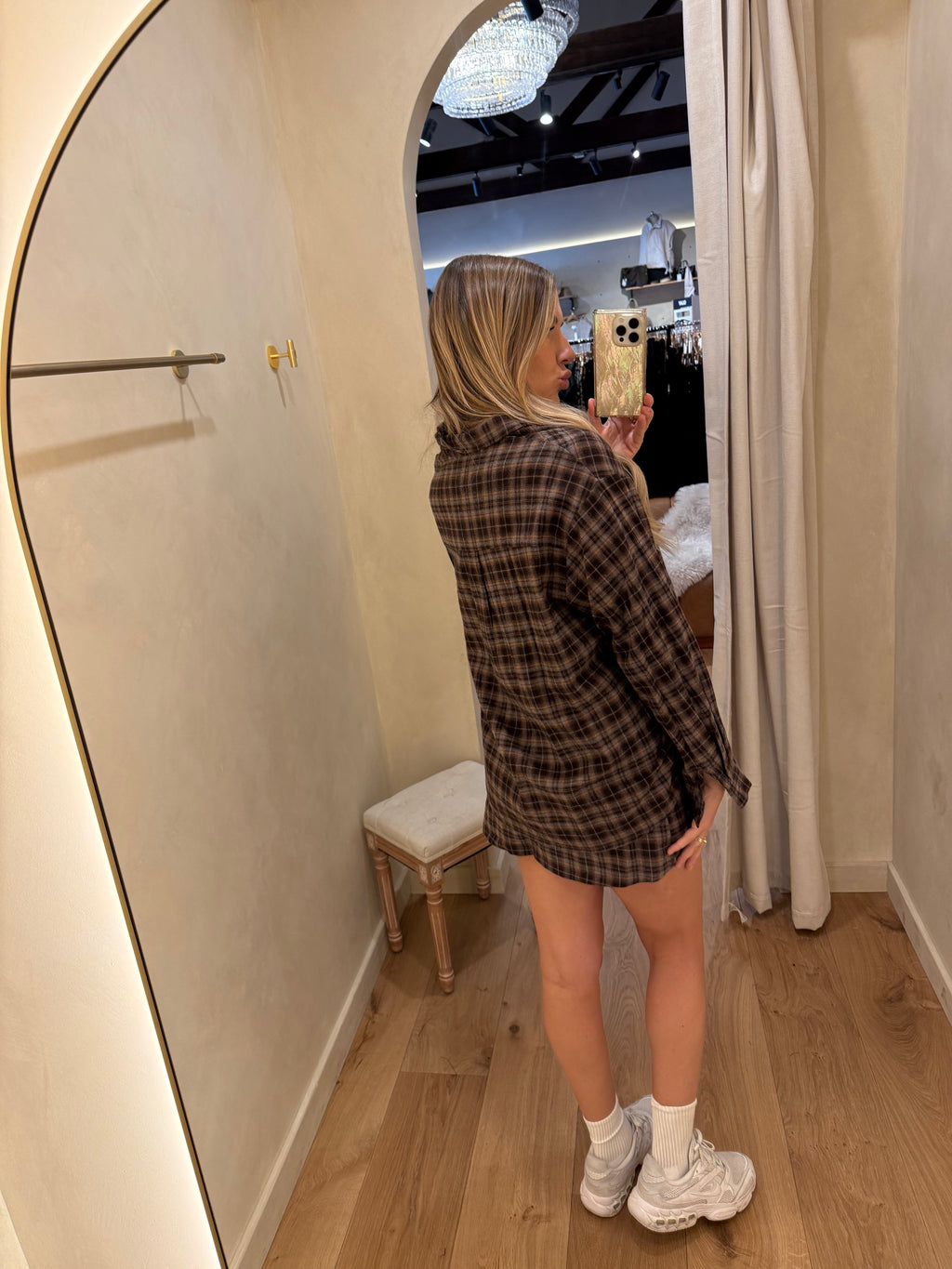 Plaid Top & Mini Skirt Set