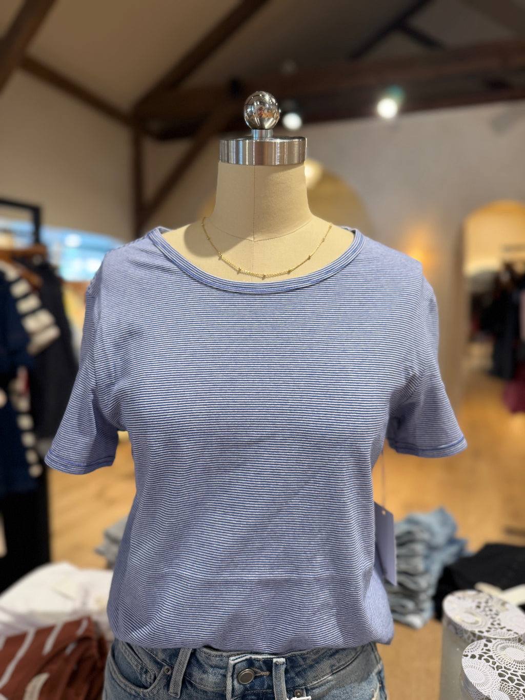 Blue Thin Stripe Baby Tee
