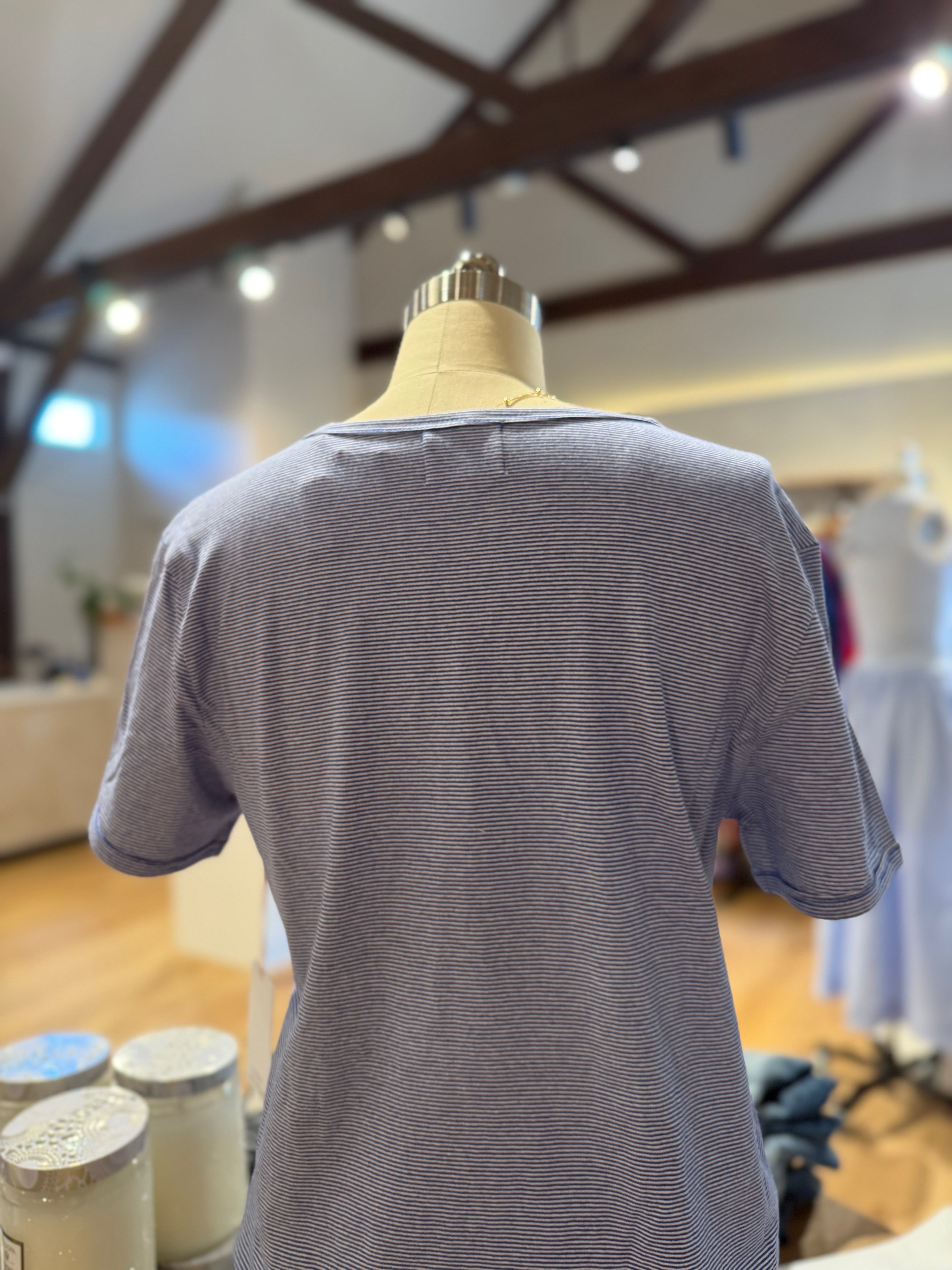 Blue Thin Stripe Baby Tee