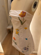 Floral Embroidered Mini Tube Dress