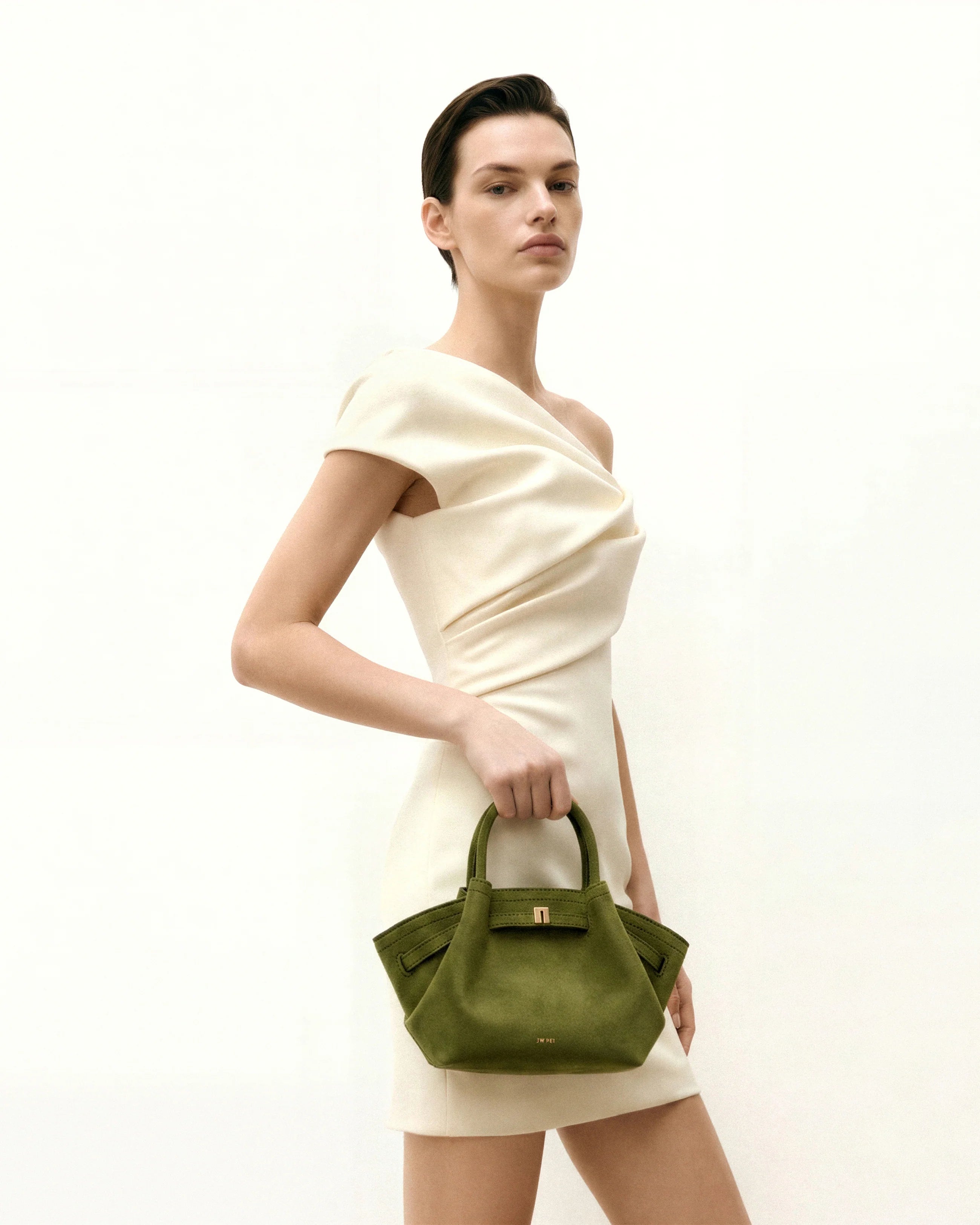 JW PEI Hana Mini Faux Suede Tote Bag - Dark Olive
