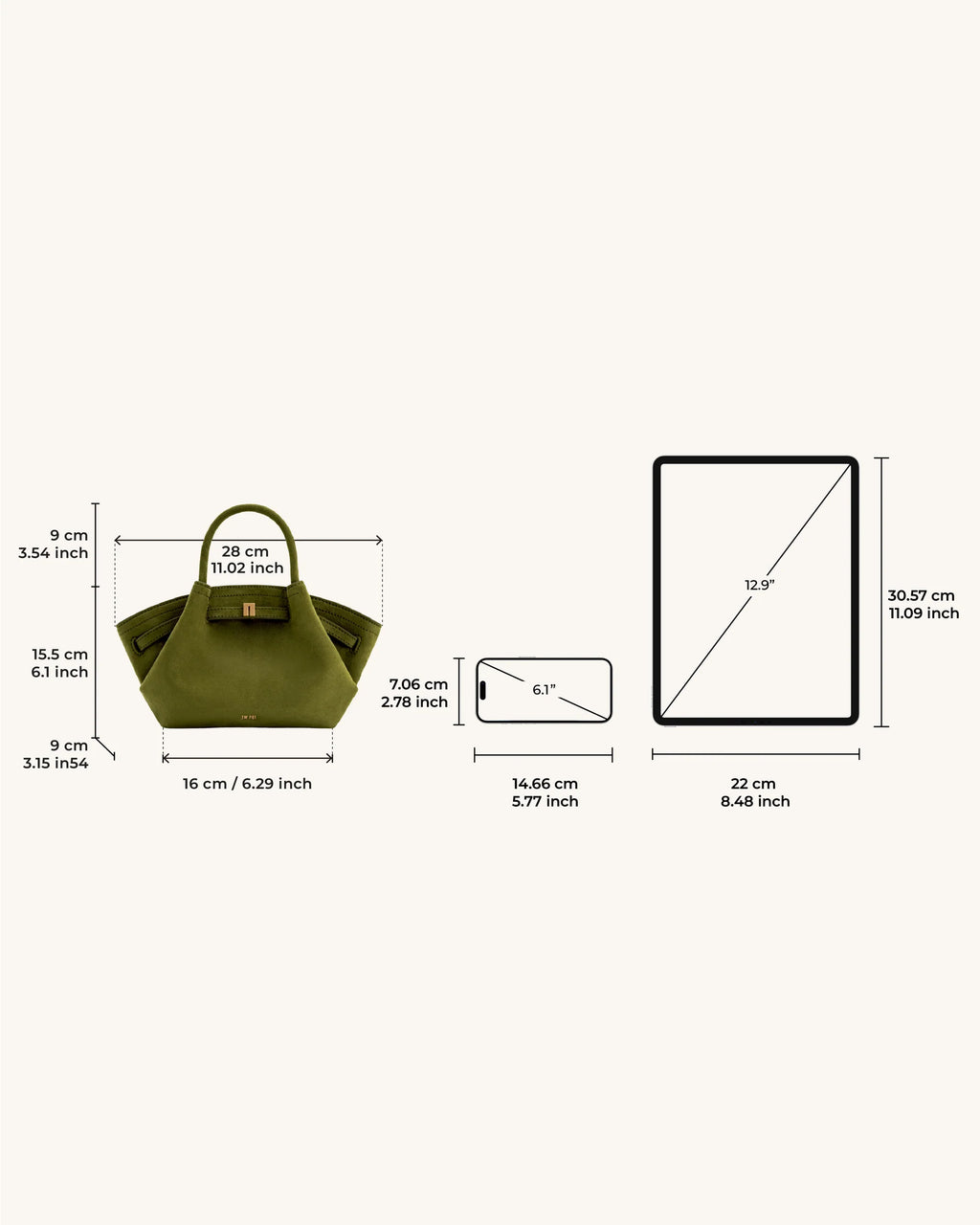 JW PEI Hana Mini Faux Suede Tote Bag (Dark Olive)