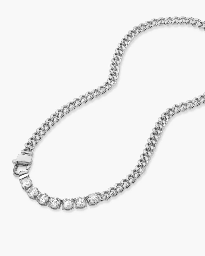 Melinda Maria Julian Loves Diamonds Silver Necklace 6.8mm (18")
