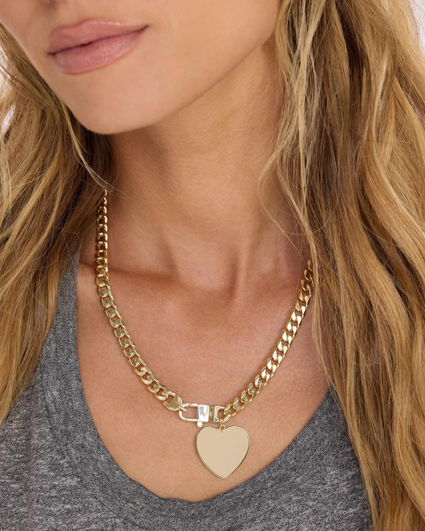 Melinda Maria Julian XL Heart Cuban Chain Necklace 6.8mm