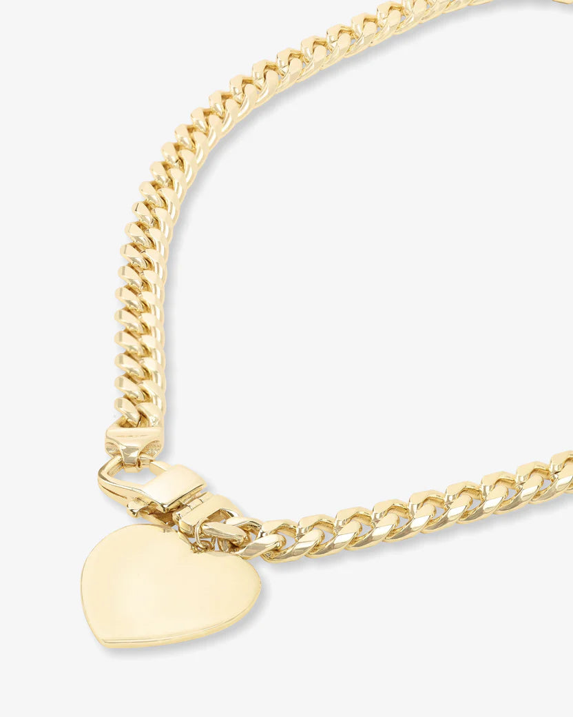 Melinda Maria Julian XL Heart Cuban Chain Necklace 6.8mm