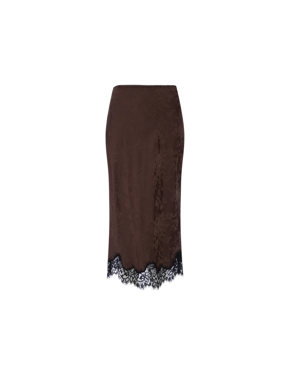Rumored Lady Lace Midi Skirt (Espresso Jacquard)