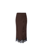 Rumored Lady Lace Midi Skirt (Espresso Jacquard)