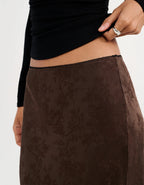 Rumored Lady Lace Midi Skirt (Espresso Jacquard)
