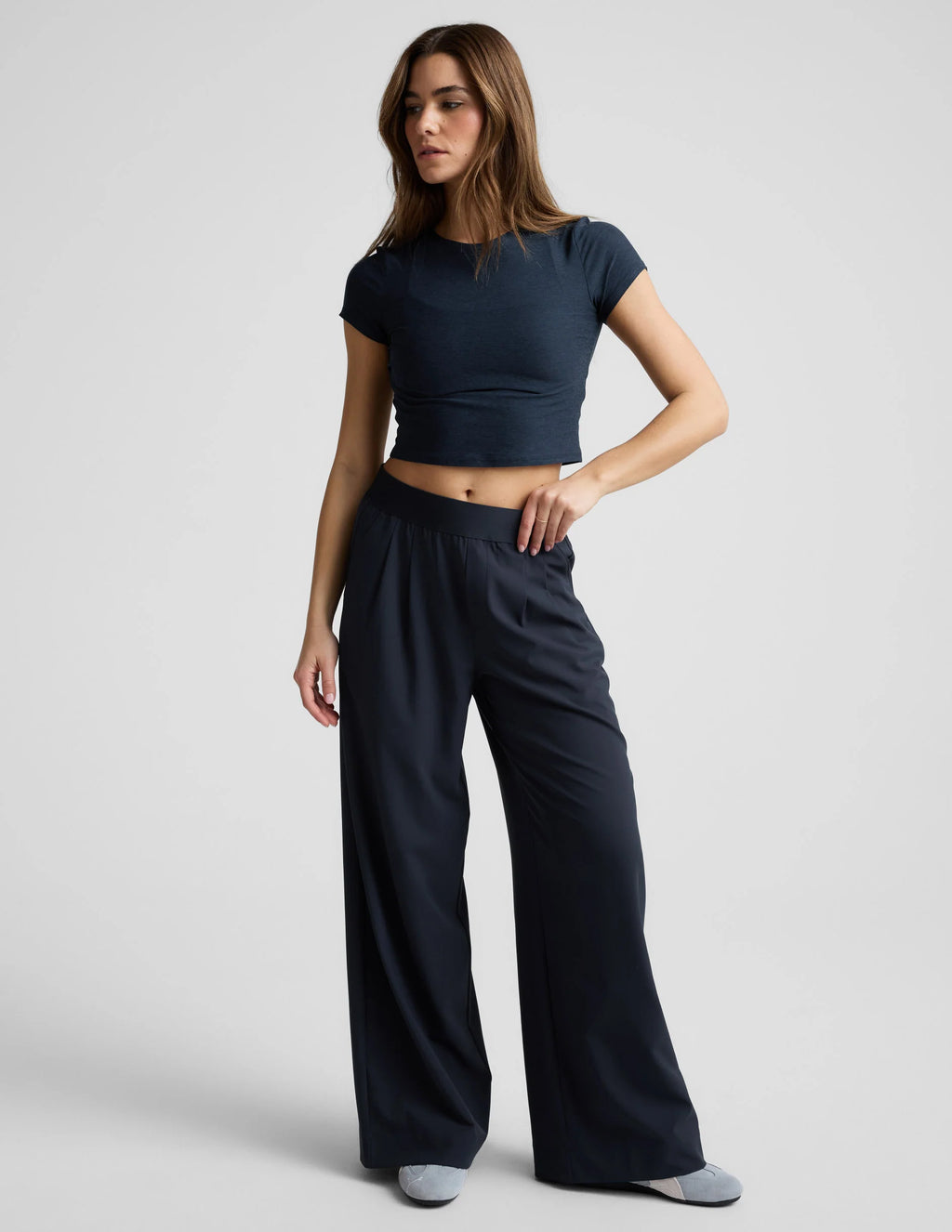 Beyond Yoga Elasticated Wide Leg Pant 31" (Nocturnal Navy)