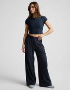 Beyond Yoga Elasticated Wide Leg Pant 31" (Nocturnal Navy)