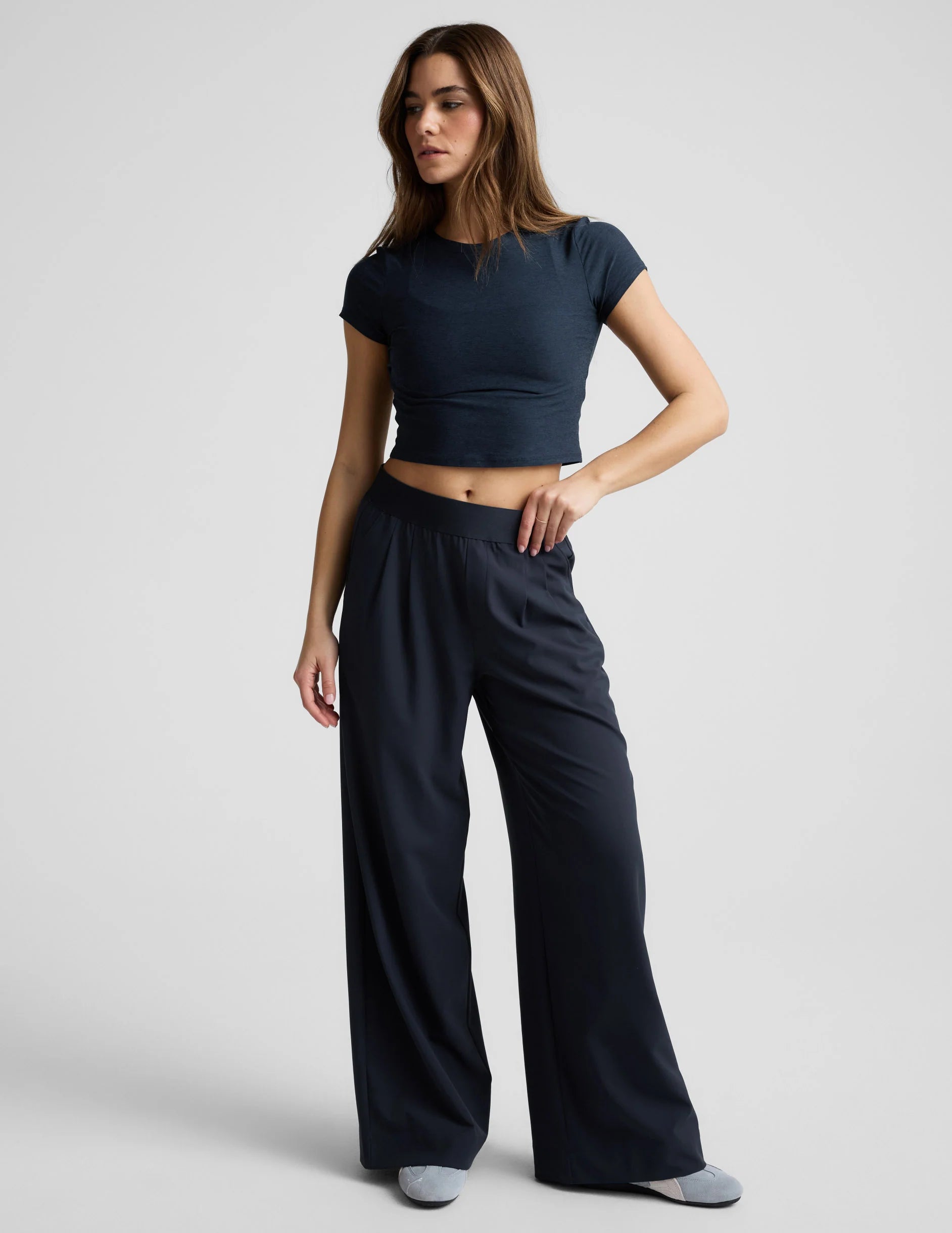 Beyond Yoga Elasticated Wide Leg Pant 31" (Nocturnal Navy)